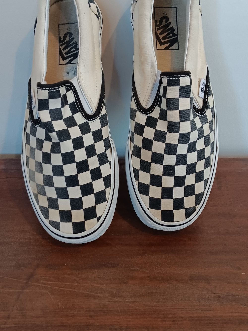 Vans Classic Slip-On Checkerboard Canvas - Black & White Sz 8.5 - Picture 7 of 8